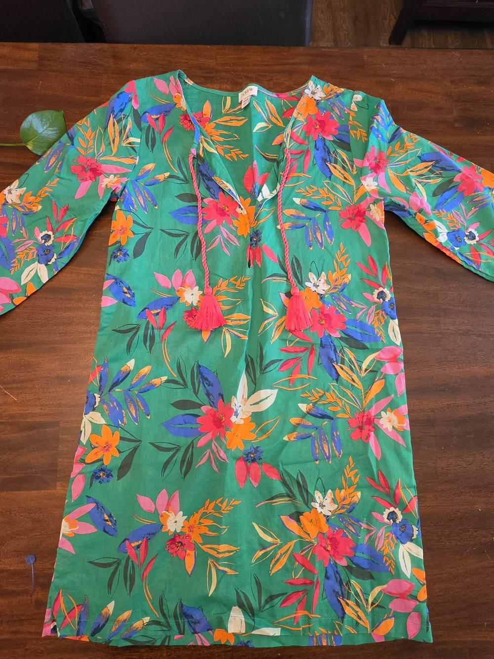 J.Crew Factory Tropical Floral Tassel Beach Cover-Up Tunic